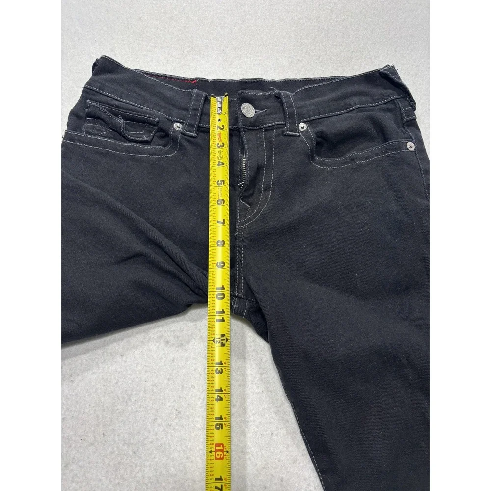 True Religion Ricky Relaxed Straight Jeans Mens 32x32 Black Dark Wash Stretch